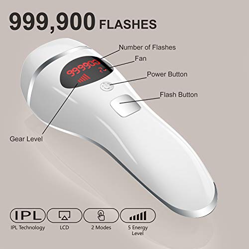 IPL Hair Removal for Women and Men, Permanent Laser Hair Removal System Upgrade 999,900 Flashes Painless Professional Hair Remover Treatment Wholebody Home Use