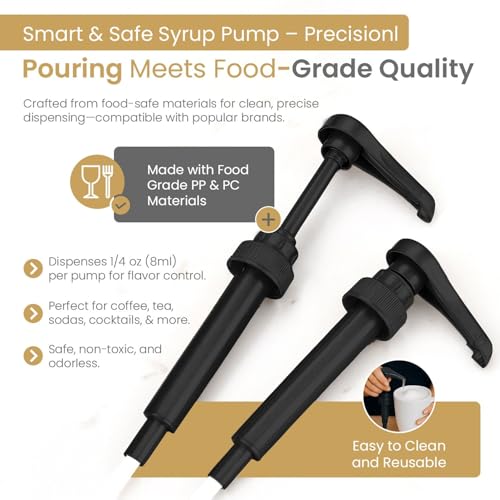 image for VIGOR PATH Syrup Pump for Coffee Syrup Bottles – 2-Pack Dispenser Pu