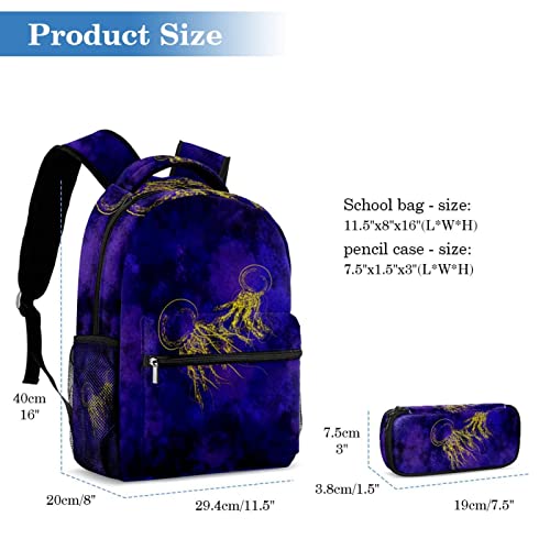 Sac à dos jaune méduse multicolore cartable enfant ado rigide - 2