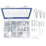 132PCS Clevis Pins, Standard Galvanized Steel 15 Sizes Clevis Pin Cotter Pin Hair Pin Assortment Kit Fit for Trailers, Tractors, Trucks, Towing Mowings, Farm Equipments, Snow Plows, Lawn Mower
