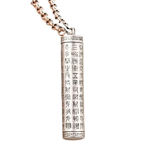 [Rockyu] お守りネックレス メンズ ロング ネックレス 経文ペンダント 開閉式カプセル シルバー風 ステンレス素材 彫刻入り 護符収納 幸運祈願 厄除け アクセサリー クリスマス