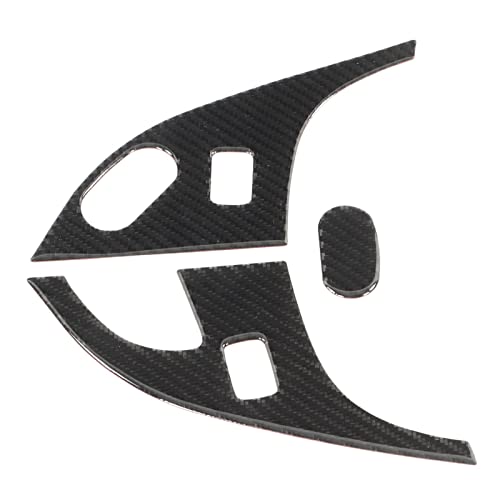 Aramox 3 Unidades do Painel do Botão de Travamento da Porta do Carro, Preto Brilhante, Fibra de Carb