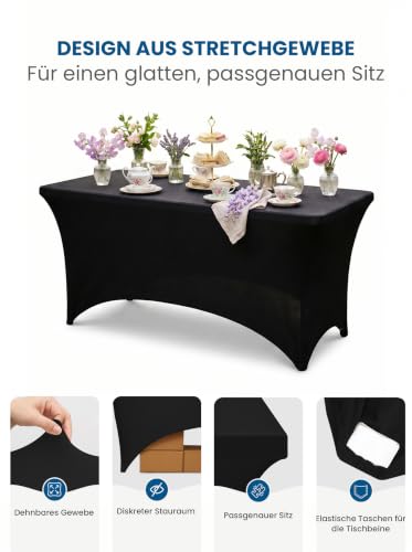 Utopia Kitchen Spandex-Tischdecke 1er-Pack [4FT, Schwarz] Waschbare und Knitterfreie Rechteckige Stretch-Tischdecke für Veranstaltungen… – Ansicht 6