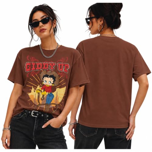 Betty Boop Womens Short Sleeve Crewneck Graphic Tee Shirt
