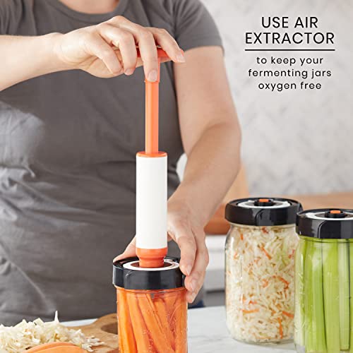 Alitte Fermentation Kit - 3 Fermenting Lids For Wide Mouth Mason Jars, 3 Glass Fermenting Weights, Extractor Pump - Beginner-Friendly Fermentation Kit For Pickles, Kimchi, Sauerkraut, Pickling Kit #TOP4