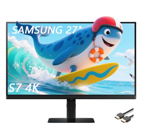 Image of Samsung 27 inch ViewFinity S7 Series 4K UHD Computer Monitor, Advanced Eye Care, Easy Setup Stand, Multiple Ports, 60Hz, 5ms, High Resolution, Black, with HDMI Cable