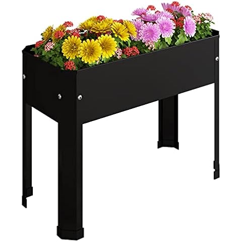 PROXRACER Raised Garden Bed with Detachable Legs Elevated Metal Planter Box for Growing Fresh Herbs Vegetables Flowers Succulents&Other Plants for Outdoor Backyard Patio Deck Balcony Black S Cover