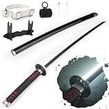 RENGENG Light Up Tanjiro Sword, 40 Inches Rechargeable Plastic Anime Replica with Belt & Stand, Original Texture Anime Sword