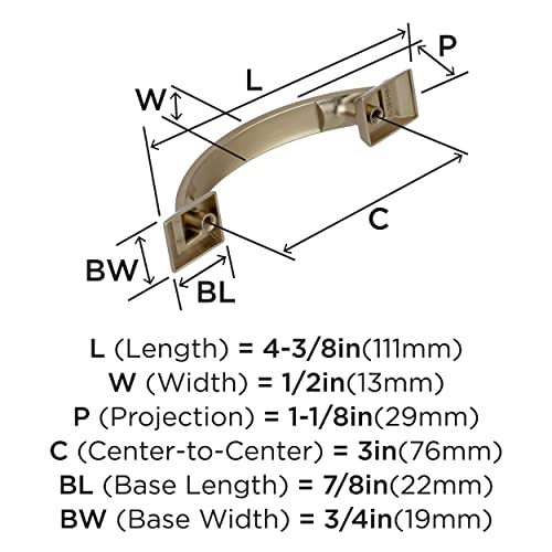 Image of Amerock | Cabinet Pull | Golden Champagne | 3 inch (76 mm) Center to Center | Candler | 1 Pack | Drawer Pull | Drawer Handle | Cabinet Hardware