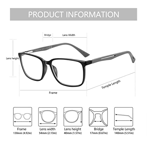Image of BLUEMOKY Blue Light Reading Glasses for Men,Sport Square Frame Readers, Anti Glare Computer Glasses