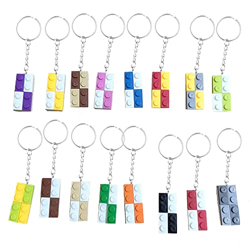 Brick Keyrings 16 Pezzi Portachiavi da Costruzione,Portachiavi per Bambini,Portachiavi Decorativo,Portachiavi Giocattolo,Set Portachiavi,per Feste di Compleanno per Bambini, Premi per Bambini