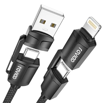 RAVIAD Multi Cavo di Ricarica [2M] 4 in 1 Multiplo Cavetto 60W PD con USB C/A a Lightning, USB C/A a Tipo C interfaccia Cavo USB di Ricarica per Google Pixel, Galaxy S24/S23, iPhone 16/15, Honor-Nero