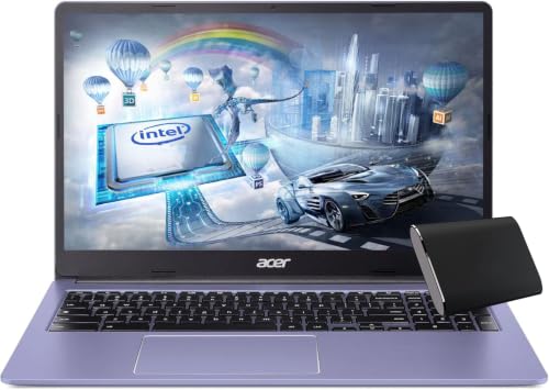 Image of Acer Chromebook 315-15.6 inch FHD Student Laptop, Intel Celeron N4500, 4GB LPDDR4X - 576GB Storage (64GB eMMC+512GB External), USB-C, USB-A, Bluetooth, Wi-Fi, DTS Audio, Long Battery, Chrome OS, Purple