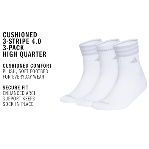 Image of adidas Cushioned Sport High Quarter Socks 3-Pairs Durable & Comfortable