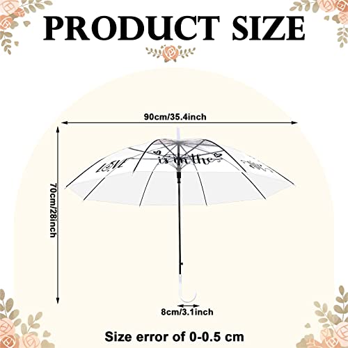 Sweetude 12 Pcs Clear Umbrellas For Weddings Bulk Wedding Umbrellas For Rain Love Is In The Air Windproof Auto Open J Hook Handle Transparent Umbrella For Weddings Bride And Groom #TOP1
