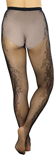 Image of ToBeInStyle Women's Elegant Floral Lace Inspired Spandex Net Full Length Tights