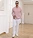 Lexiart Men's Cable Knit Sweater Long Sleeve Twist Patterned Warm Casual Pink Size L