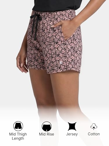 Image of Enamor Drawstring Mid Thigh Length Mid Rise Basic Shorts - Relaxed Fit, Super Soft Cotton - E062