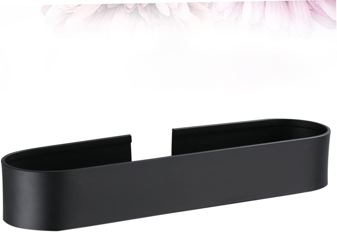 Wall Mounted Rack Drainage Hole Punch Tooth Cup Bottle Brush Holder Aluminum Storage Shelf for Bathroom Kitchen Black