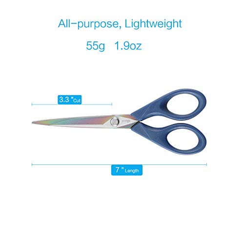 Livingo Scissors 7 Inch All Purpose Titanium Scissors Bulk 2 Pack, Left/Right Handed, Forged Stainless Steel Sharp Blade Shears Multipurpose For Home Offce School Student Sewing Fabric Craft Supplies #TOP1