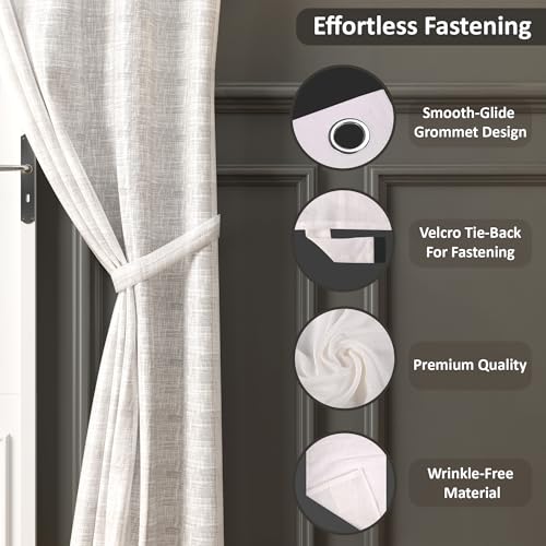 Image of Kuber Industries 6 Pcs Polyester Linen Door Sheer Curtain 7 Feet for Home Decor | 8 Eyelet with Curtain Multiple Use for Living Room /Bedroom | Plain - Off White