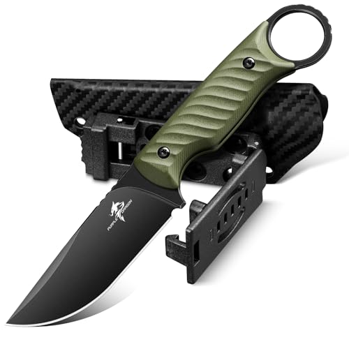 Purple-Dragon-Fixed-Blade-Knife-with-Kydex-Sheath-Survival-Knife-Green Purple Dragon Fixed Blade Knife with Kydex Sheath -Survival Knife Green - Image 1