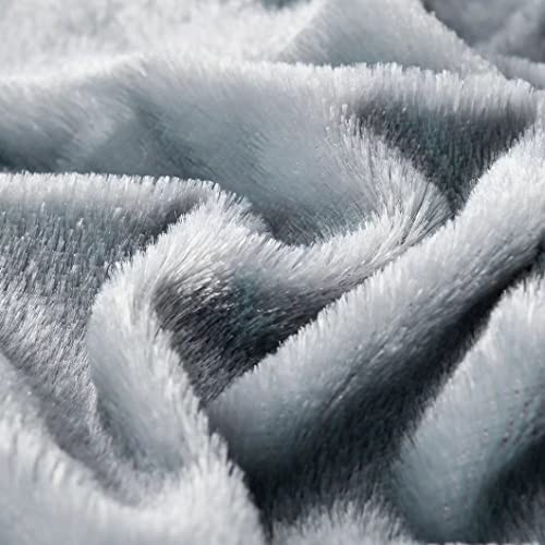 YUSOKI Grey Queen Faux Fur Blanket,2 Layers,Queen90" x 90" Without Pillows Big Soft Plush Fuzzy Large Warm Fluffy Gray Throw Blanket for Bed
