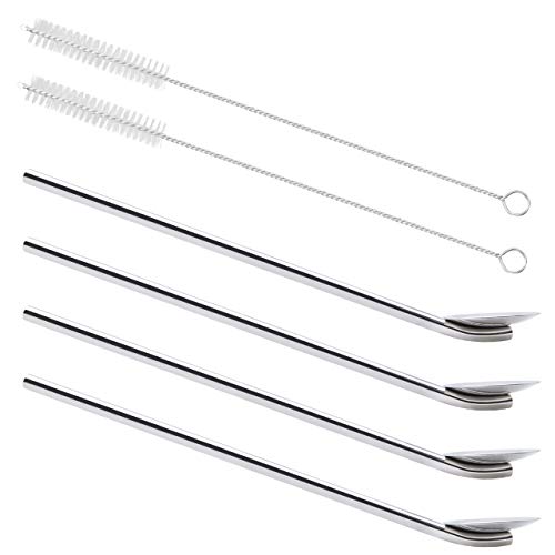 GFDesign Drinking Spoon Straws Stirrer 304 Food-Grade 18/8 Stainless Steel - Set of 4 with 2 Cleaning Brushes