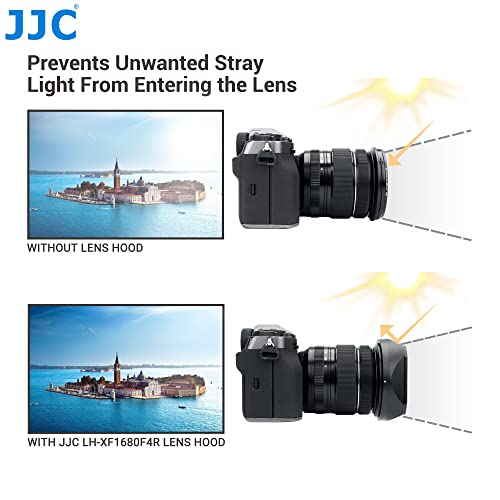 JJC Parasol cuadrado de metal con tapa deslizante para lente Fujifilm XF 16-80 mm f/4 R OIS WR, XF 16-55 mm F2.8 R LM WR II (negro) - imagen 3