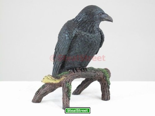 YTC Summit International Black Raven Bird on Tree Branch Figurine Crow Gothic Decoration Collectible New