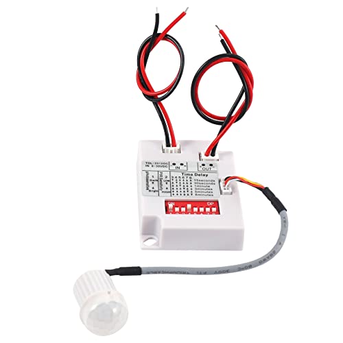 Jevina 12 V, 24 V, sensore di movimento PIR, interruttore a infrarossi, a induzione, tempo di ritardo, relè, interruttore a LED, timer