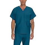 Landau Unisex Scrub Top, Caribbean Blue, 3X-Large