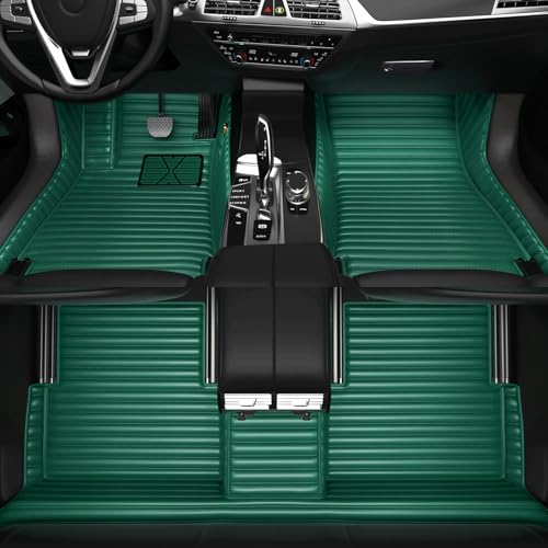 All-Weather car Floor MATS-Suitable for 99% of car Models,Leather car mat, offering Personalized Embroidery and Multiple Color Options,Provide Protection for car Rug (Green=)