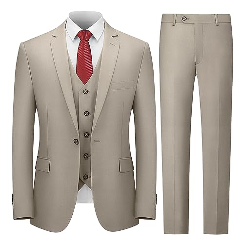 Cooper & Nelson 3-Piece Slim Fit Suit Set – Jacket, Vest, Pants with Tie