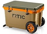 RTIC 52 Quart Ultra-Light Wheeled Hard Cooler Insulated Portable Ice Chest Box for Beach, Drink, Camping, Picnic, Fishing, Boat, Barbecue, 30% Lighter Than Rotomolded Coolers, Trailblazer
