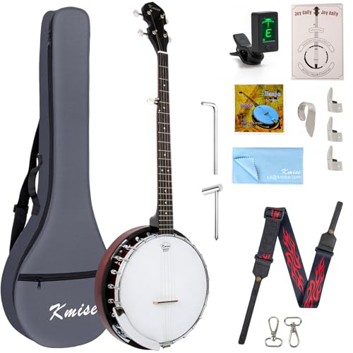 Kmise 5 String Resonator Banjo,Professional Sapele Back Full Size Banjos Starter Kit with Bag Tuner...