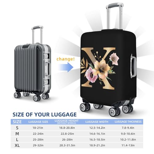 Flower Letter X Luggage Cover Washable Elastic Suitcase Cover Anti-Scratch Initial Travel Luggage Protector Covers for Kids Adult S fits 18-21 inch Suitcase4