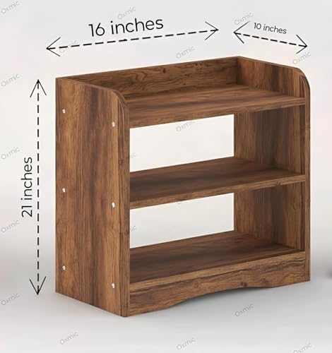 Image of Shoper cart Side Tables for Bedroom, Bed Side Tables for Bed Room, Wooden End Table with Open Shelves, Bedside Table with Storage, Natural Wood Finish (Rustic)