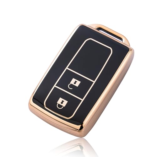 トヨタ ダイハツ キーケース タント タントカスタム スマートキーケース タントエグゼ ムーヴ ムーヴカスタム コペン パッソ ブーン COO キーカバー TPU製 (ブラック金)