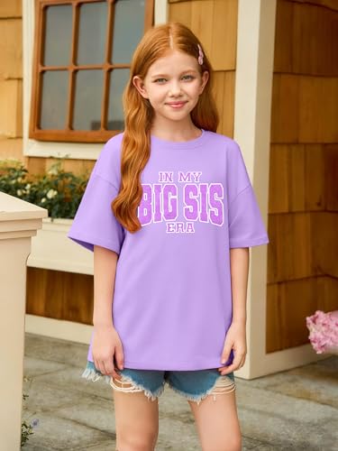 Image of Big Sister Shirts for Girls in My Big Sis Era T-Shirt Oversized Kids Sparkly Graphic Short Sleeve Outfits
