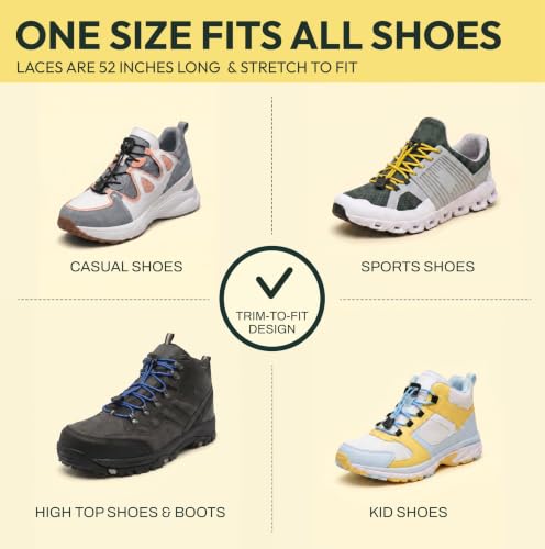 Image of Xpand Quick Release Round-Lacing No Tie Shoelaces System with Elastic Laces - One Size Fits All Adult and Kids Shoes