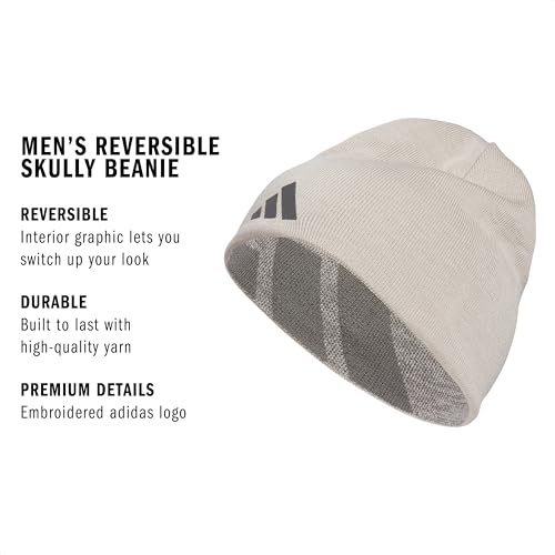 Image of adidas Men's Reversible Skully Beanie - Two-Sided Skull Cap Winter Hat