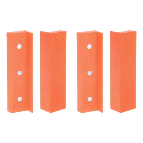 sourcing map Set di 2 ganasce magnetiche da 10,2 cm, con scanalature in morbido nylon, multiuso, protezione per la lavorazione del legno, gioielli e impianti idraulici, giallo