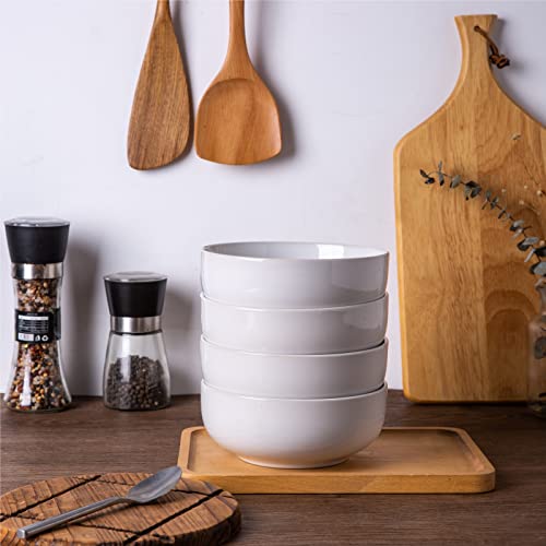 Amorarc Stoneware Cereal Bowls Set For Kitchen, 22Oz Ceramic Soup Bowls Set Of 6 For Cereal Soup Oatmeal Snacks, Microwave&Dishwasher Safe, White #TOP5