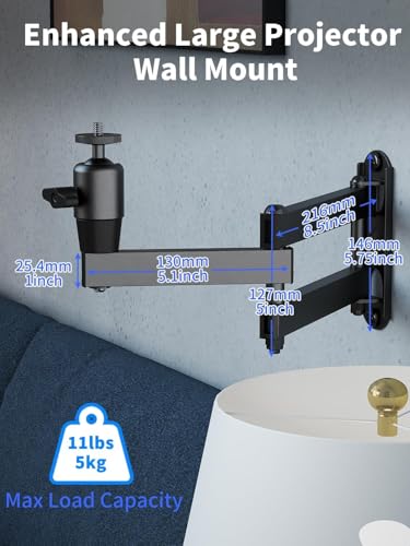Image of suptek Universal Foldable Projector Wall Mount - Adjustable Bracket for Projectors, Compatible with 1 /4 inch, M4 & M6 Screws, Heavy-Duty & Space-Saving Design, Black, MA1330YTPRO