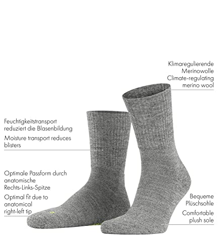 Falke Unisex-Adult Walkie Light Socks, Merino Wool, Black (Black 3000), Us 9-10 (Eu 42-43 Ι Uk 8-9), 1 Pair #TOP2