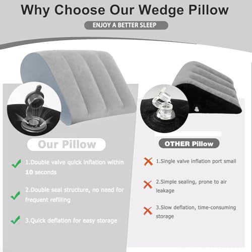 Pack de 2 almohadas inflables en cuña para cama y sofá para descanso vertical 5