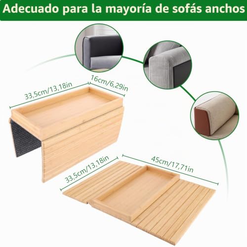 Bandeja para sofá antideslizante que evita caídas de tazas y mandos en el sillón 3