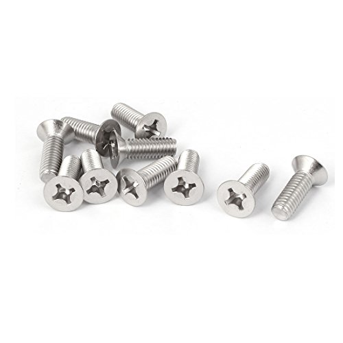 Uxcell a16051600ux0480 M6x18mm 316 Stainless Steel Phillips Machine Screws Silver Tone (Pack of 10)