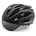 Fahrradhelm Herren Damen Kletterhelm Erwachsene Fahrrad Zyklus Helm Magnetischer Visier-Schutzbrille mit LED-Rücklicht Verstellbar Radhelm(57-61cm) (Schwarz)